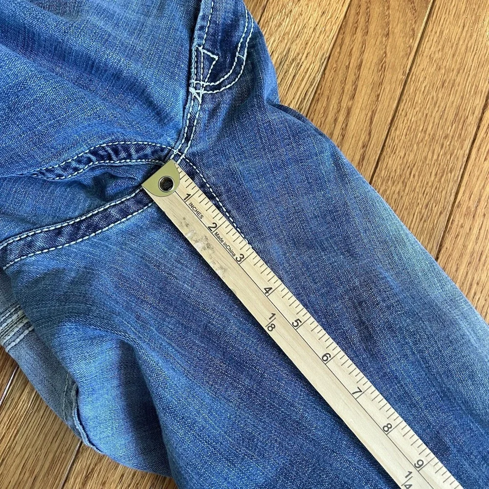 Salvage by Buckle Havoc Slim Straight Mens Jeans Size 34R Blue Distressed FLAWS‎